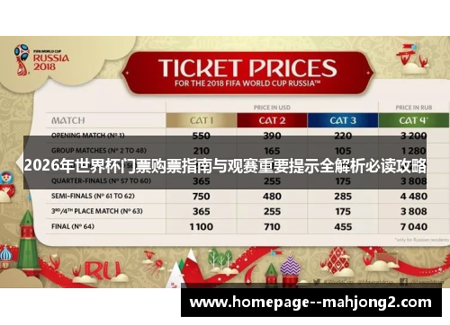 2026年世界杯门票购票指南与观赛重要提示全解析必读攻略